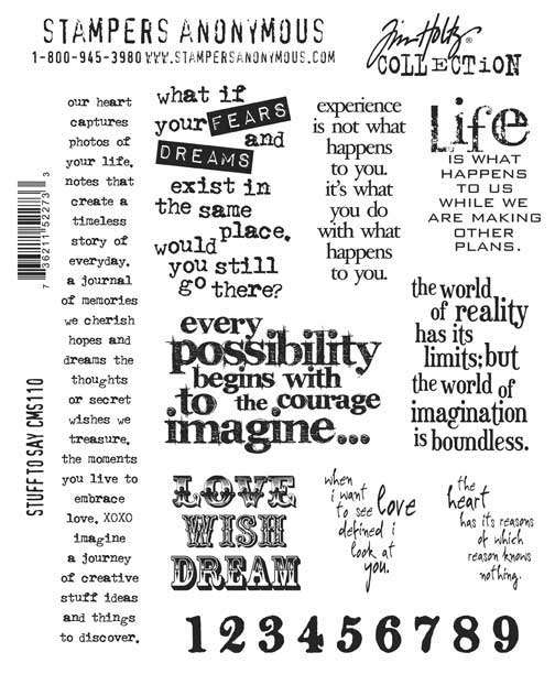 Tim Holtz - Stampers Anonymous - Cling Stamp - Stuff to Say