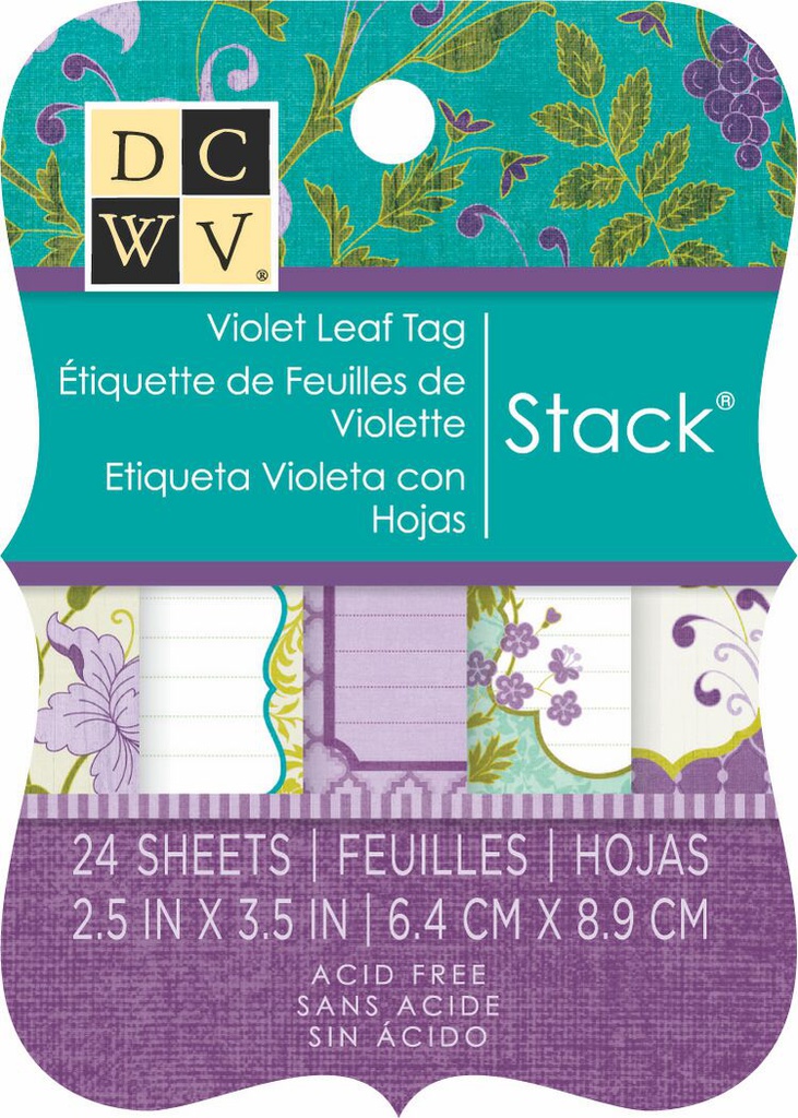 2X3 Violet Leaf Tag Stack
