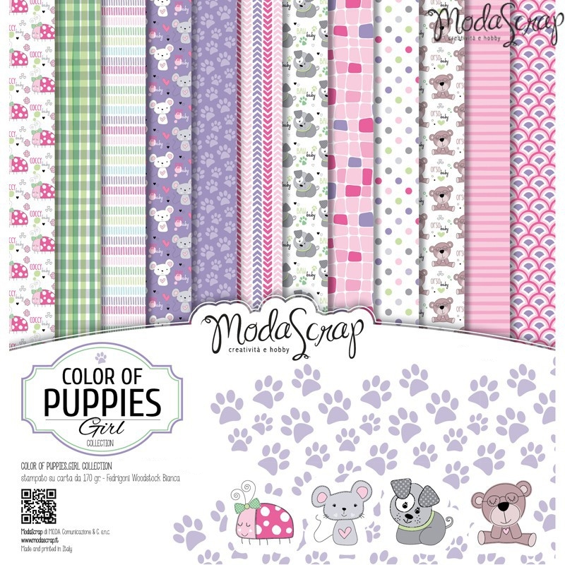 Elizabeth Craft Designs - 12"x12" Color Of Puppies Girl Paper Pack