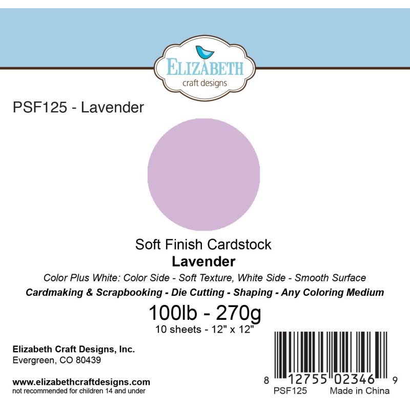 Elizabeth Craft Designs – 12"x12" Lavender Soft Finish Cardstock