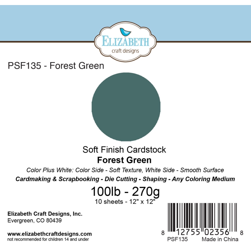 Elizabeth Craft Designs - 12"x12" Forest Green Soft Finish Cardstock