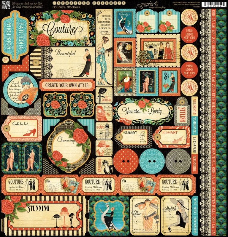 Graphic 45 - Couture 12"x12" Stickers 