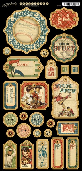Graphic 45 - Good Ol' Sport Chipboard 