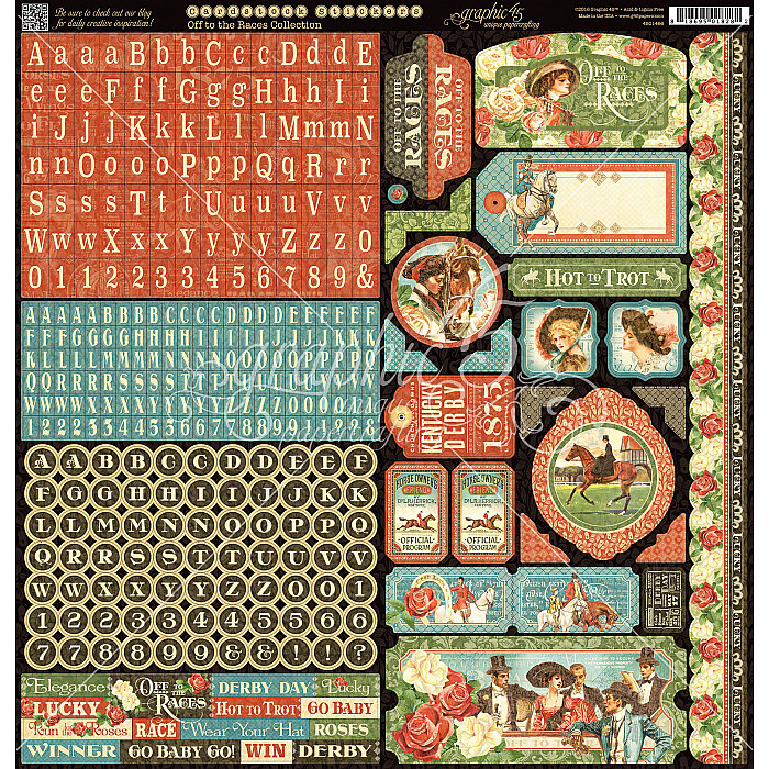 Graphic 45 - Off to the Races 12"X12" Stickers