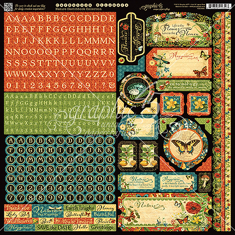 Graphic 45 - Nature Sketchbook 12"x12" Sticker