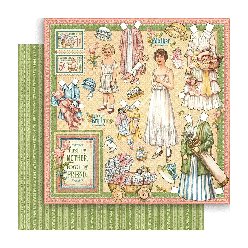 Graphic 45 - Penny's Paper Doll Family - Mothers and Daughters 12"x12" Paper (x10 Sheets)