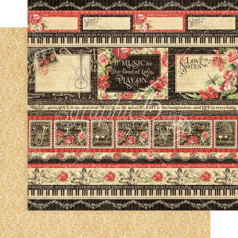 Poetic Postage 12x12 PaperSold in Packs of 5 Sheets