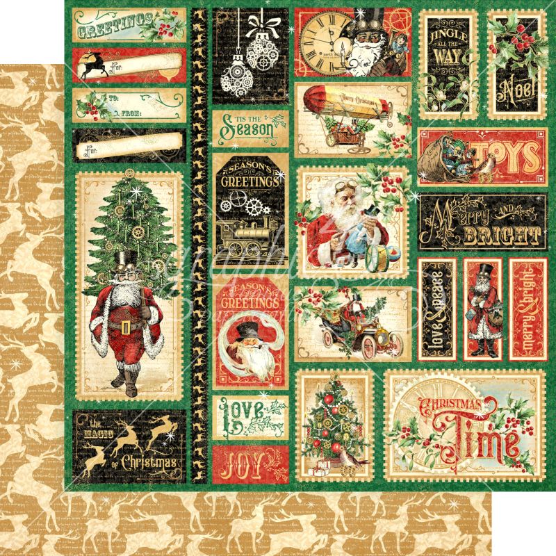 Graphic 45 - Christmas Time - Jingle All The Way 12"x12" Paper (x5 Sheets)