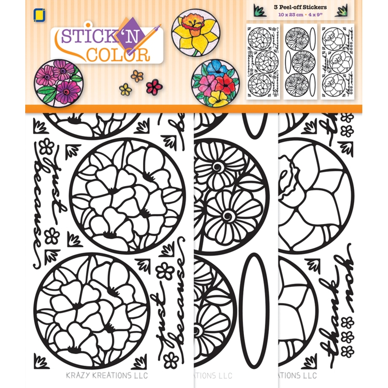 Stick 'n' Color Peel Off Set - Flower Circle Frame (3 sheets)