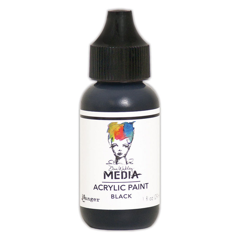 Dina Wakley MEdia Acrylic Paint - Black (1oz)
