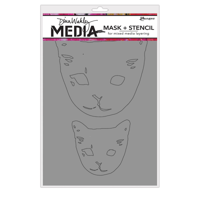Dina Wakley MEdia Stencil - Cat Heads 