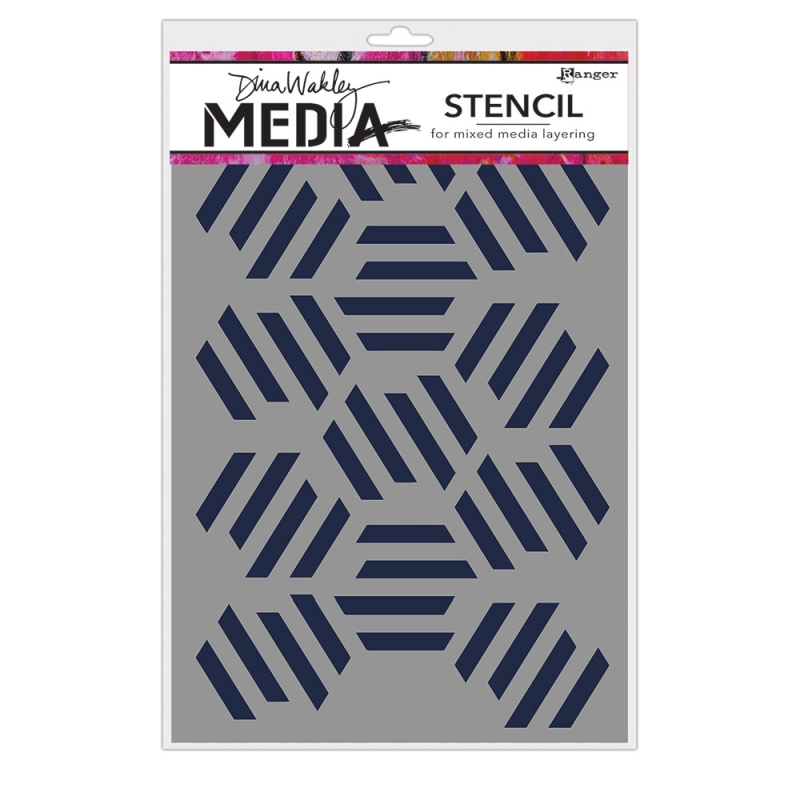 Dina Wakley MEdia Stencil - Fractured Hexagons
