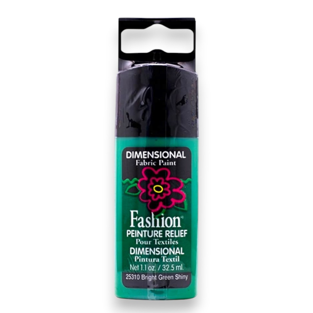 Plaid Fashion Relief™ Dimensional Fabric Paint – Bright Green Shiny (1.1oz)