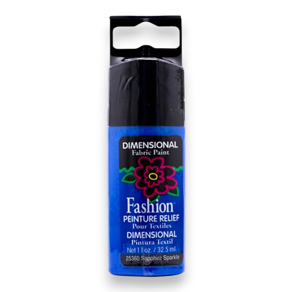 Plaid Fashion Relief™ Dimensional Fabric Paint – Sapphire Sparkle (1.1oz)