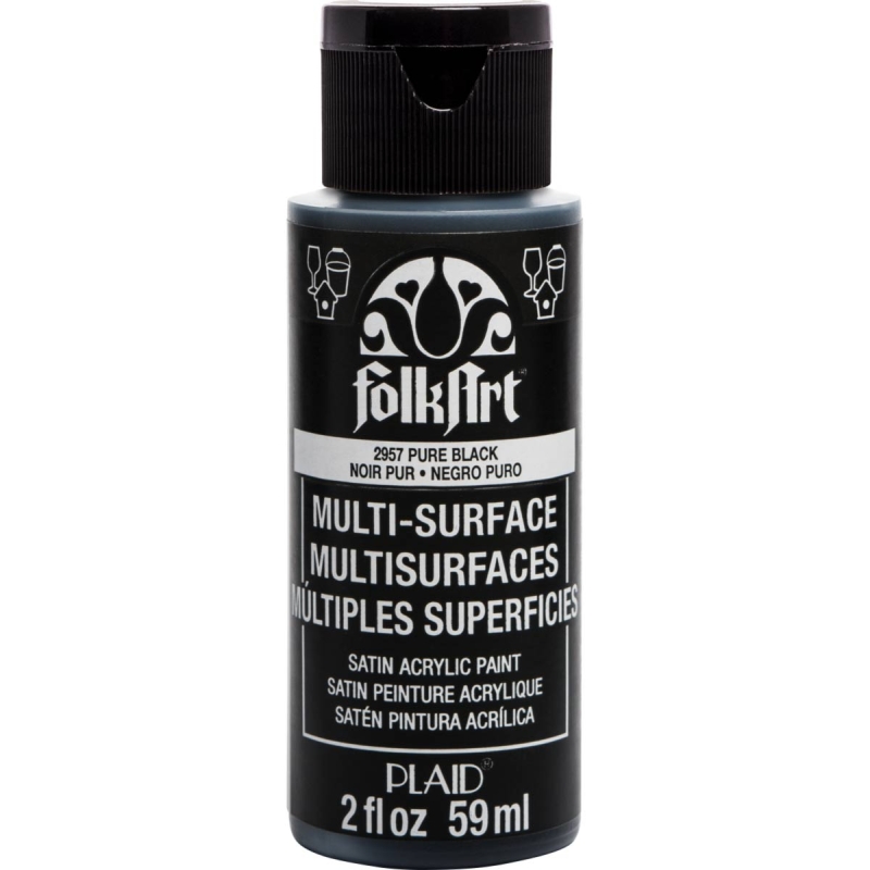 FolkArt Multi-Surface Satin - Pure Black (2oz)