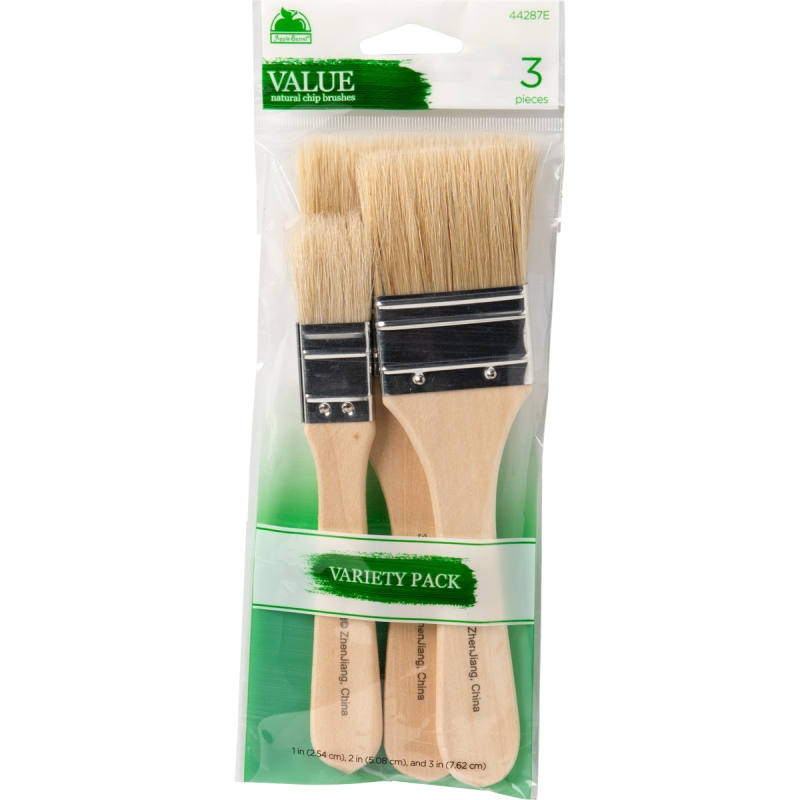Apple Barrel - Natural Brushes with Wooden Handle (x3) 