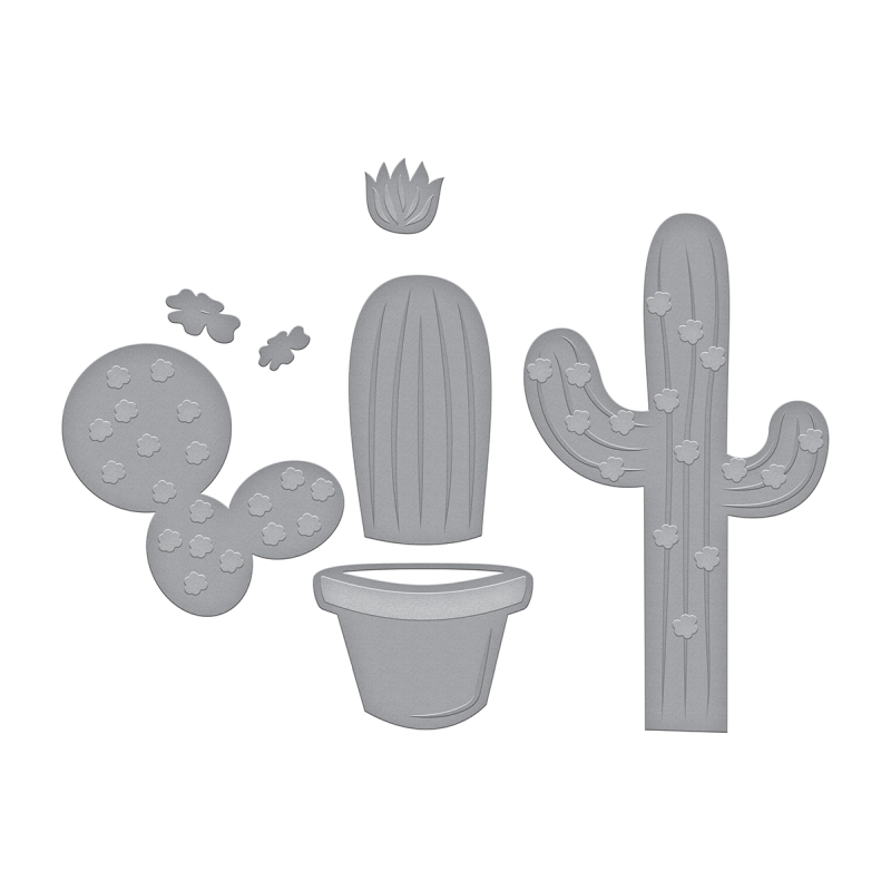Spellbinders Die D-Lites Potted Cacti Etched Die