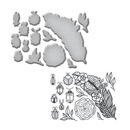 Spellbinders Stamp & Die Set - Feather & Beetles