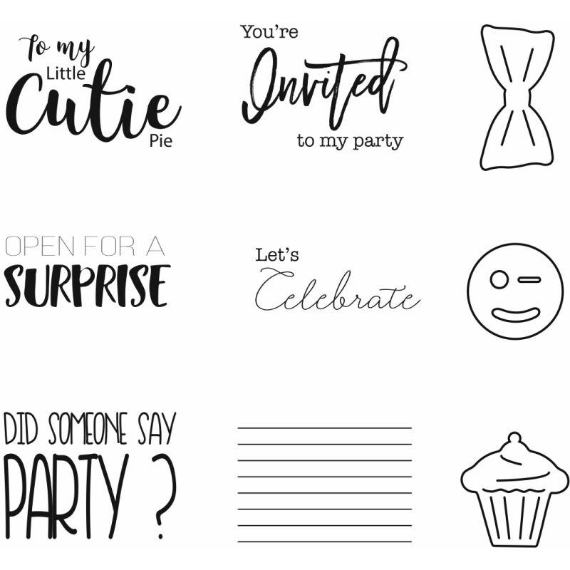 Sweet Dixie Party Time stamp set - Designed & Sized for Mini Dies SDD393 to SDD416