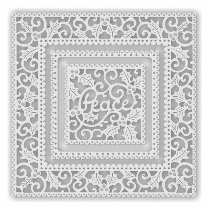 SD Holly and Swirls Peace Frame Set Sweet Dixie Cutting Die