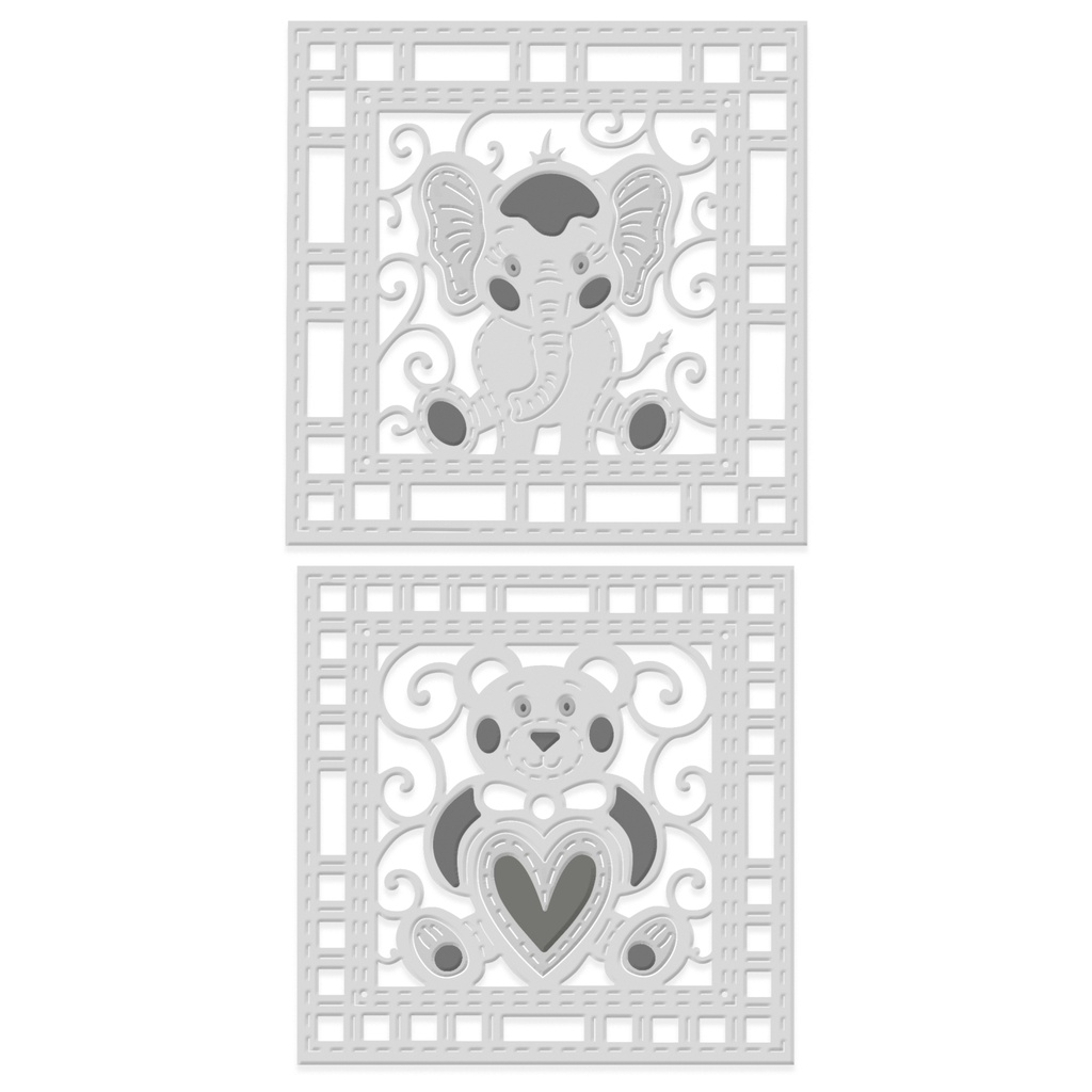 Sweet Dixie Elephant & Teddy Applique Patchwork die set