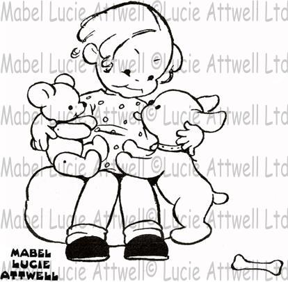Mabel Lucie Attwell Hugs to Share Rubber Stamp