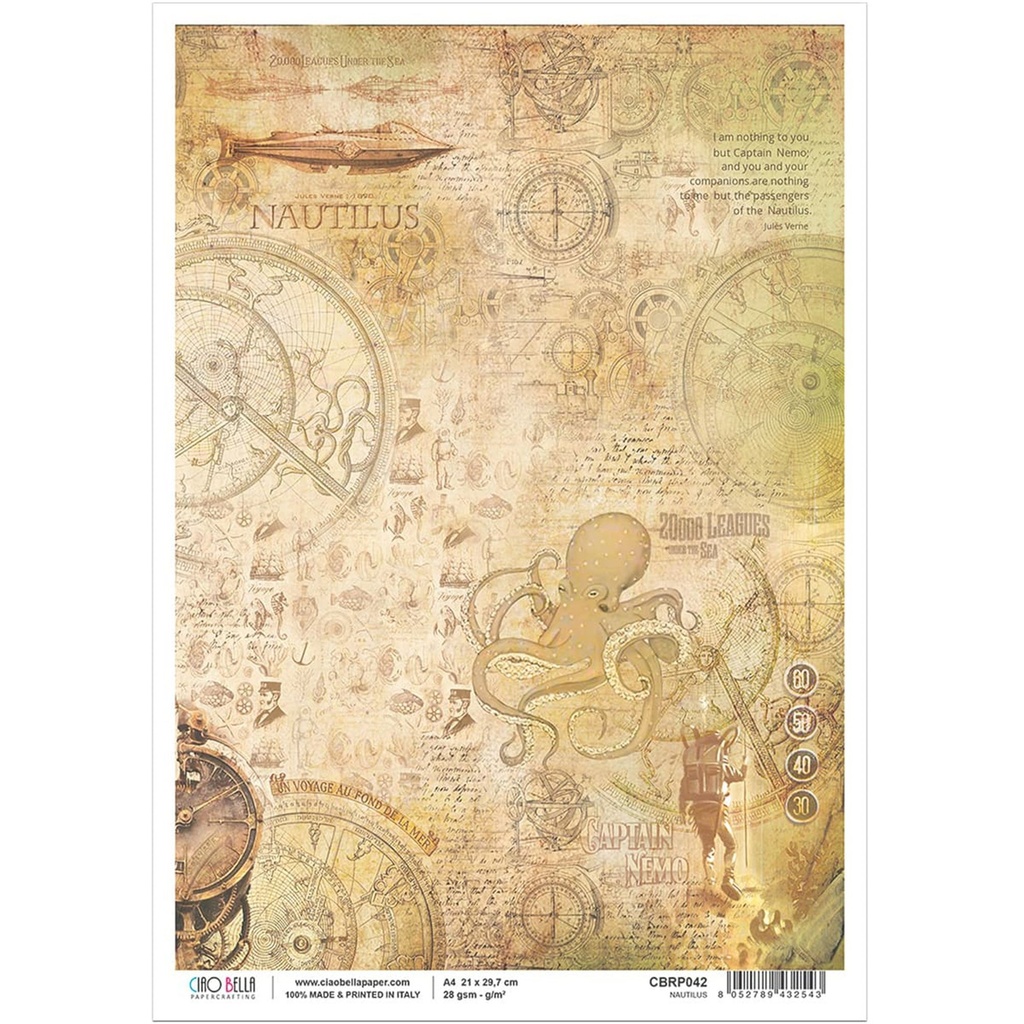 Ciao Bella Paper - Nautilus -A4 rice paper (SINGLE Sheet)