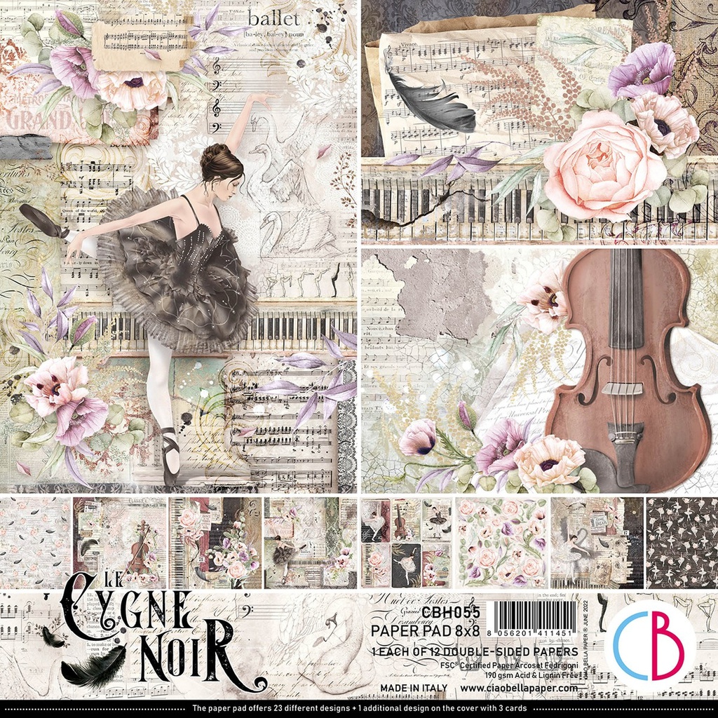 Ciao Bella Paper - Cygne Noir (Black Swan) Paper Pad (8"x8")