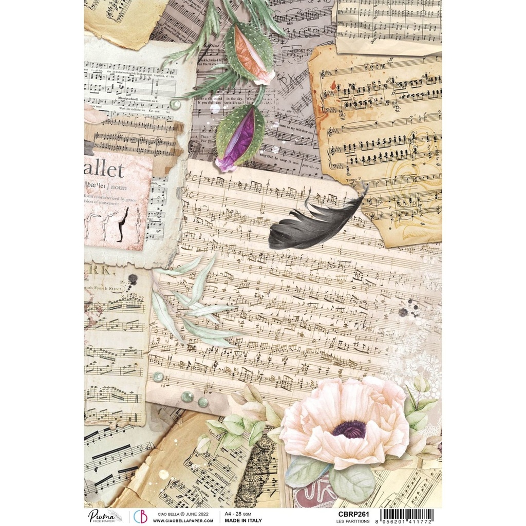 Ciao Bella Paper - Les Partitions A4 rice paper (SINGLE Sheet)