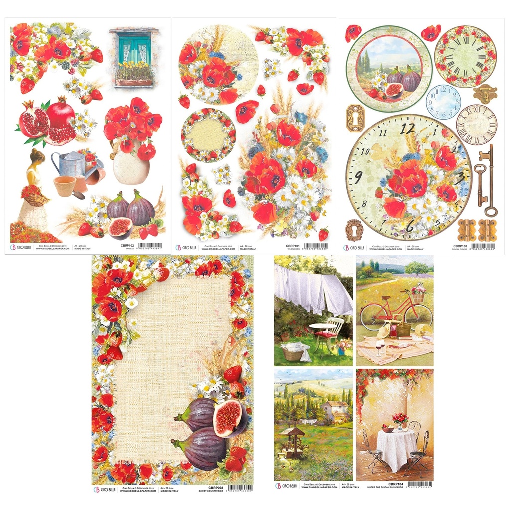 Ciao Bella Paper Tuscan Sun Rice Paper Selection (5 designs)