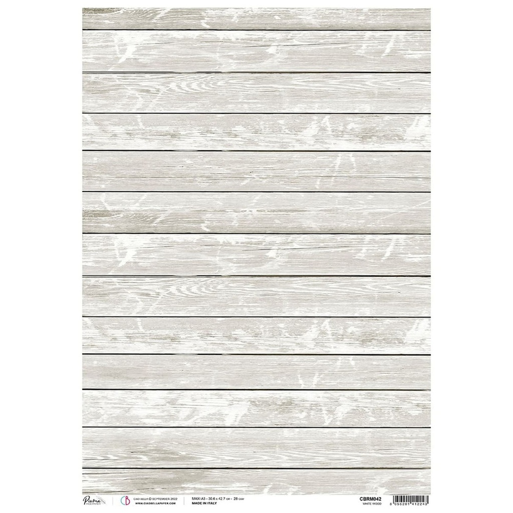 Ciao Bella Paper - White Wood A3 rice paper (SINGLE Sheet)