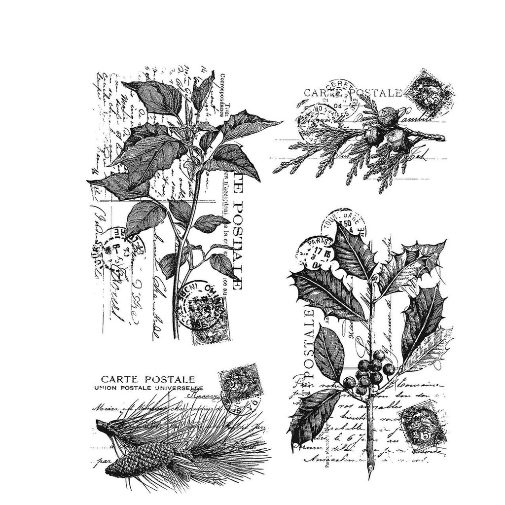 Tim Holtz - Stampers Anonymous Cling Stamps - Festive Collage