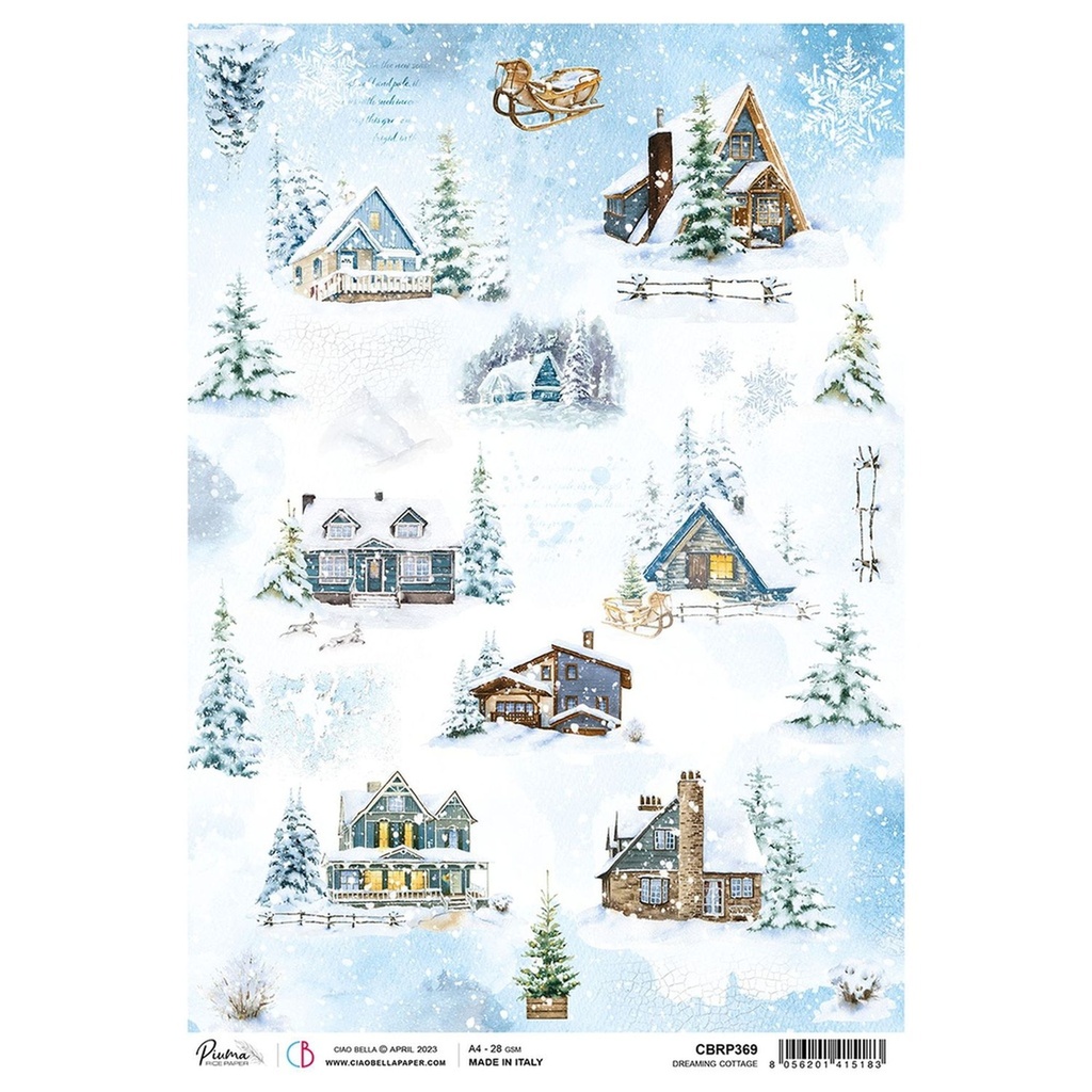Ciao Bella Paper - Dreaming Cottage A4 rice paper (SINGLE Sheet)