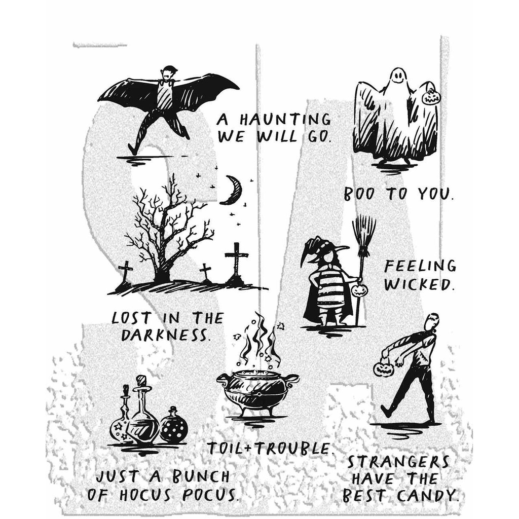 Tim Holtz - Stampers Anonymous Cling Stamps - Halloween Sketchbook