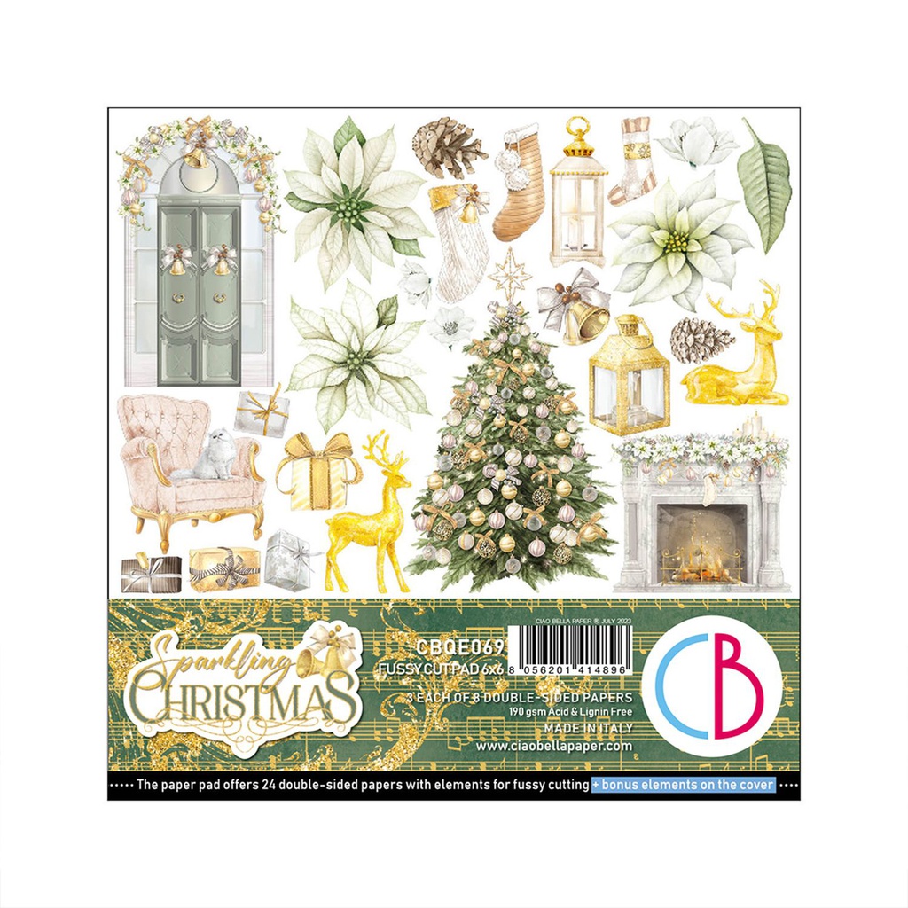 Ciao Bella Paper - Sparkling Christmas Fussy Cut Pad (6"x6")