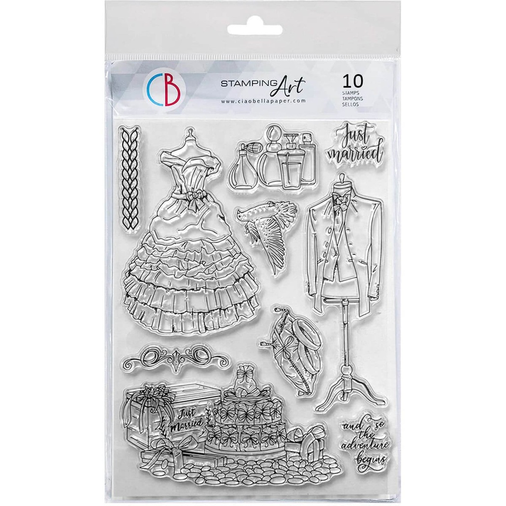 Ciao Bella Paper - Just Married 6"x8" stamp set
