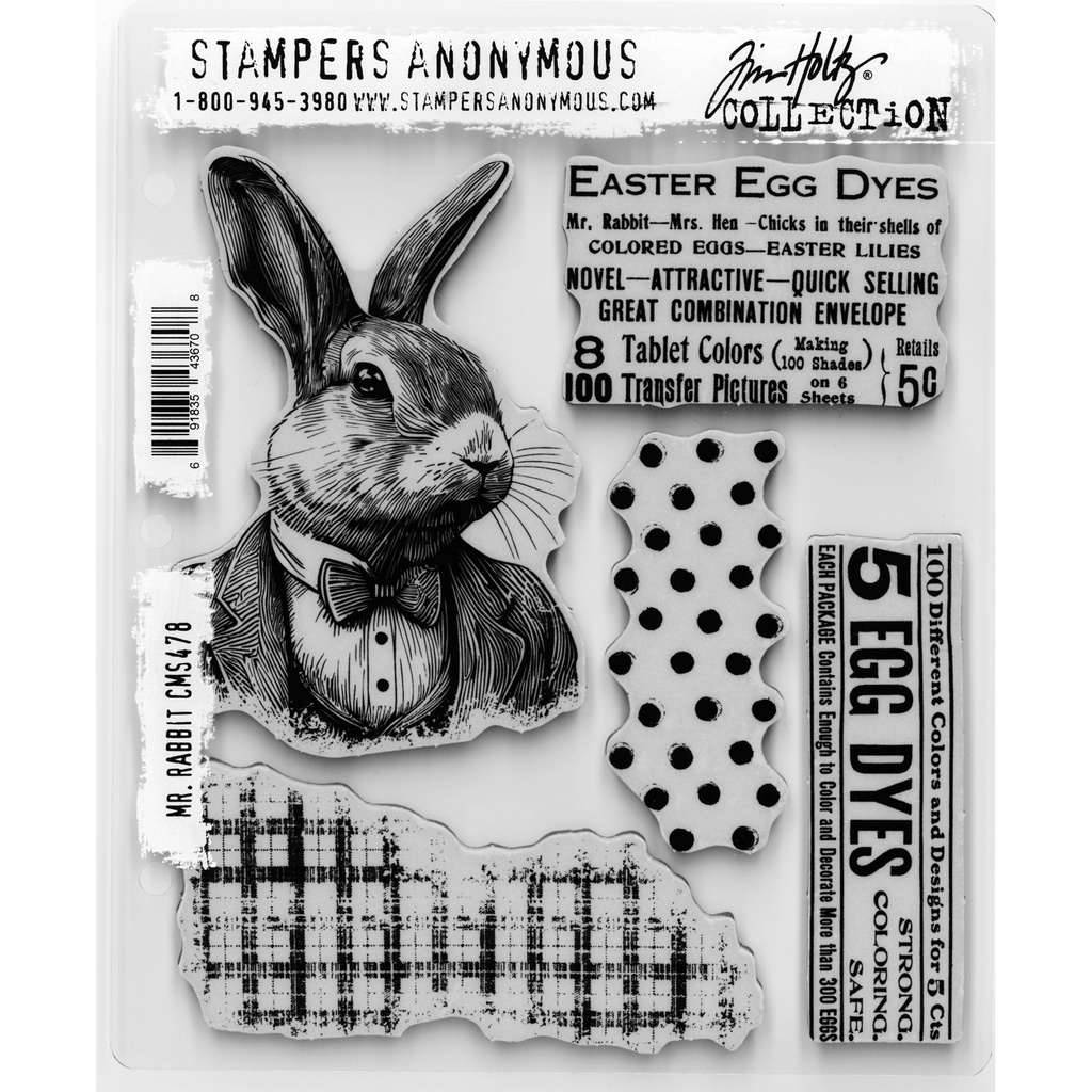 Tim Holtz - Stampers Anonymous Cling Stamps - Mr. Rabbit