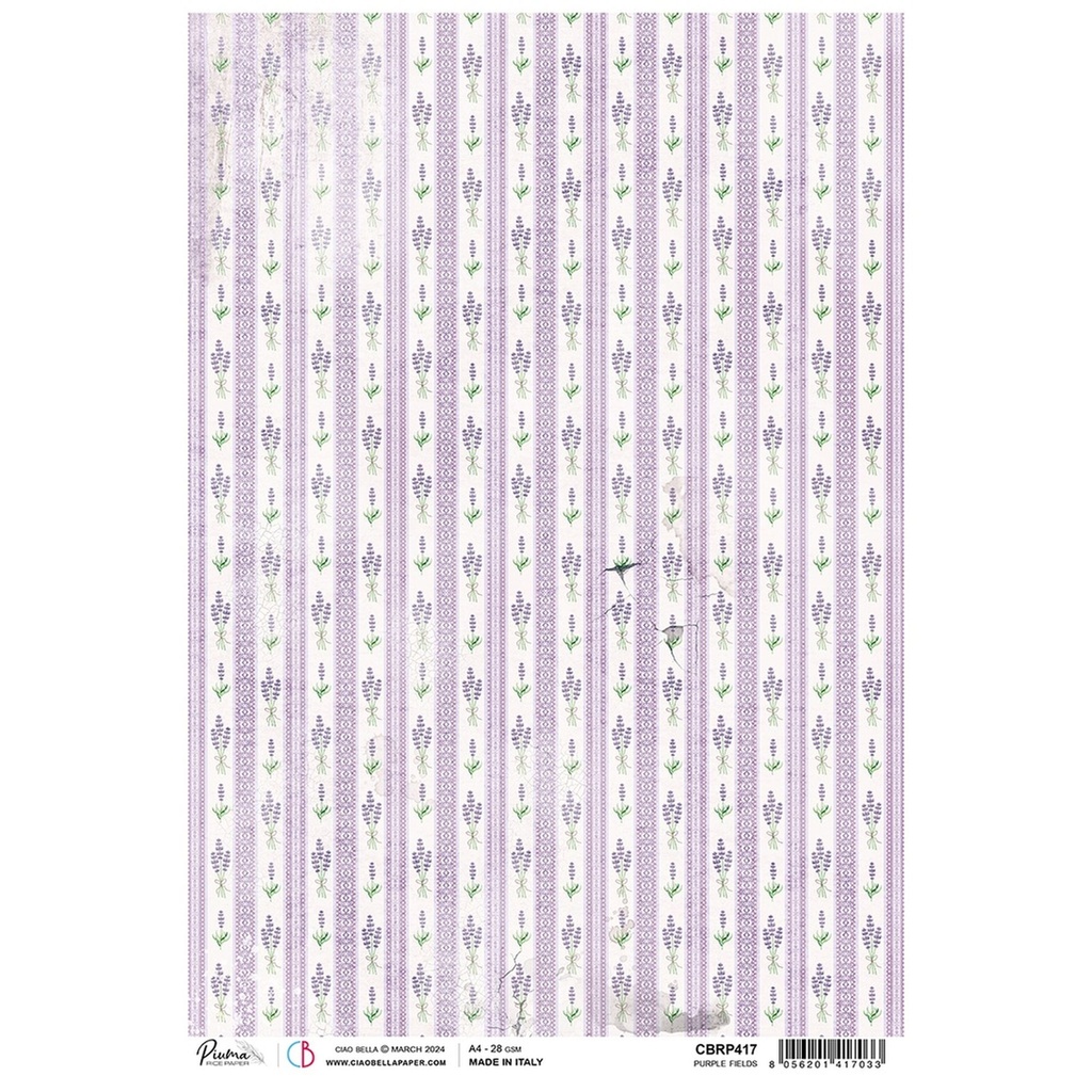 Ciao Bella Paper - Purple Fields  A4 Rice Paper (Single Sheet)