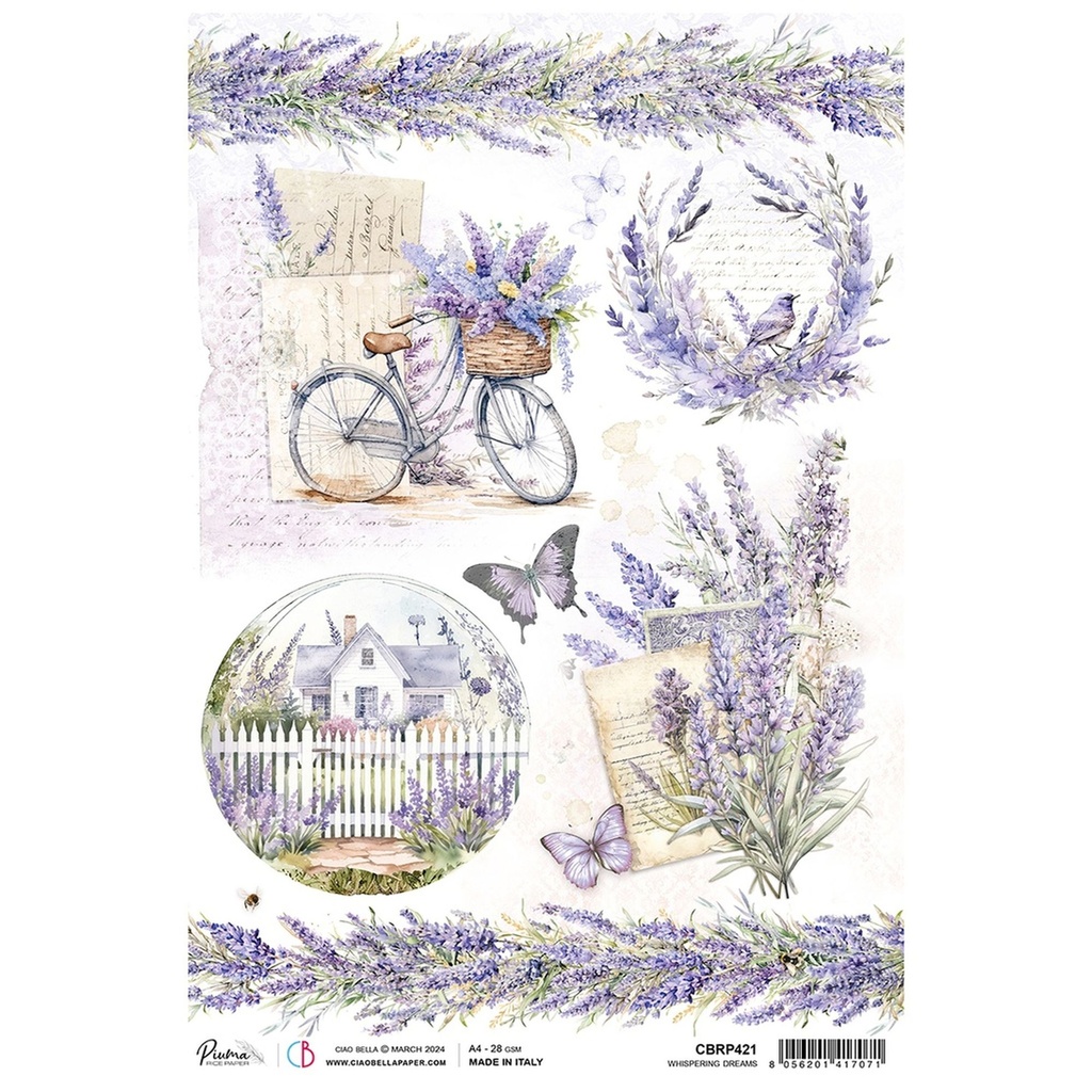 Ciao Bella Paper - A4 Rice Paper - Whispering Dreams  -  - SINGLE SHEET