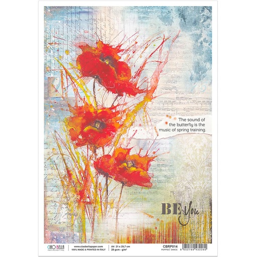 Poppies' Dance - Ciao Bella Piuma Rice Paper A4 - Single Sheet