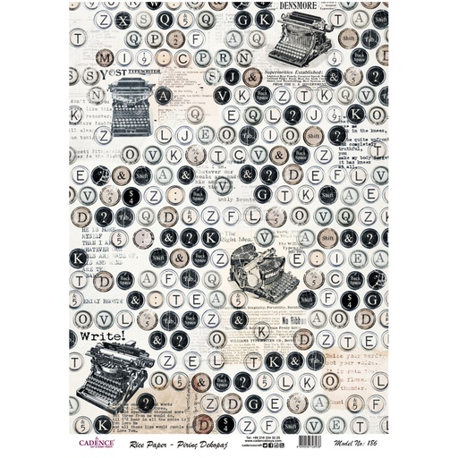 Cadence Rice A3 Decoupage Paper -Type Gone By