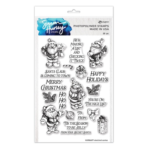 Simon Hurley - Sketched Santas clear stamp set