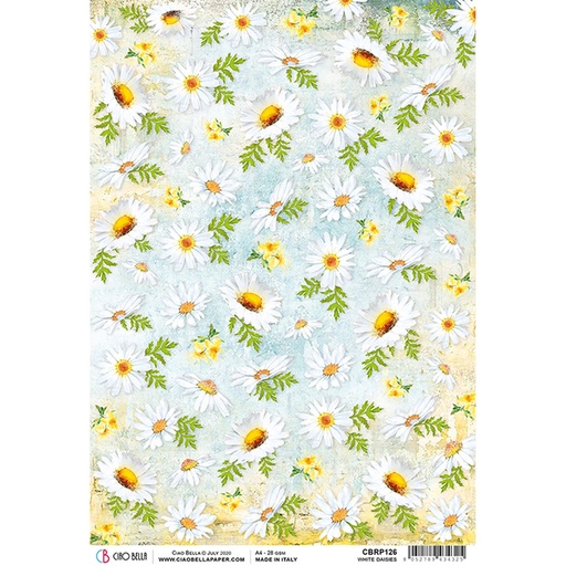 Ciao Bella Paper - White Daisies A4 rice paper (5 Pack)