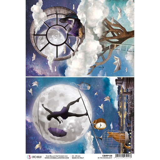 Ciao Bella Paper - In The Moonlight A4 rice paper (5 Pack)