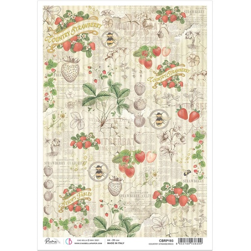 Ciao Bella Paper - Country Strawberries A4 Rice Paper (5 pack)