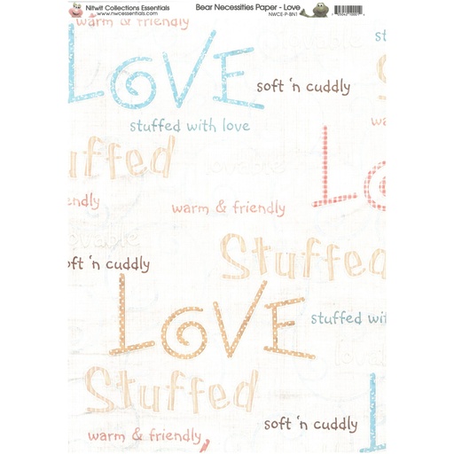 Nitwits Bear Necessities  Love Words Paper 300gsm A4 pack of 10 sheets         