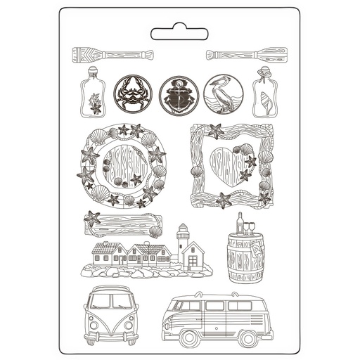 Stamperia - Silent Sea - A4 soft mould - Houses and Lighthouse