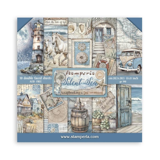 Stamperia Silent Sea Scrapbooking Pad 8"x 8" Double sided