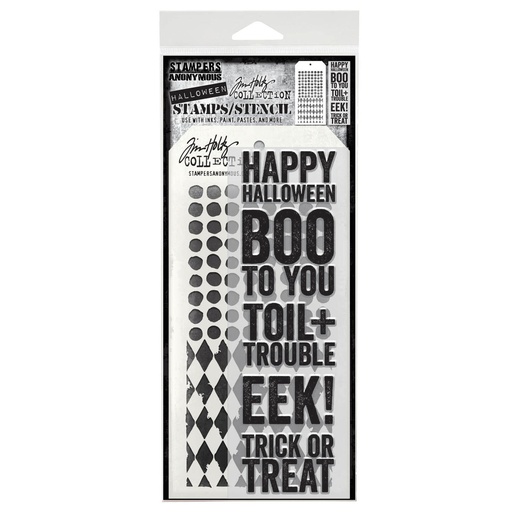 Tim Holtz Mixed-Media Stamps & Stencil Set - Bold Frights