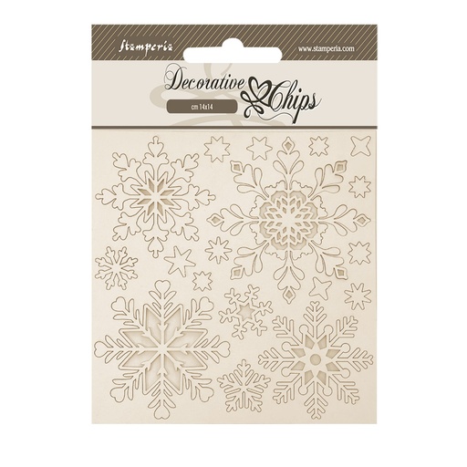 Stamperia - The Owl's House - Decorative chips -  Snowflakes